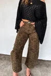 Blakeley Cheetah High Rise Barrel Jeans In Brown