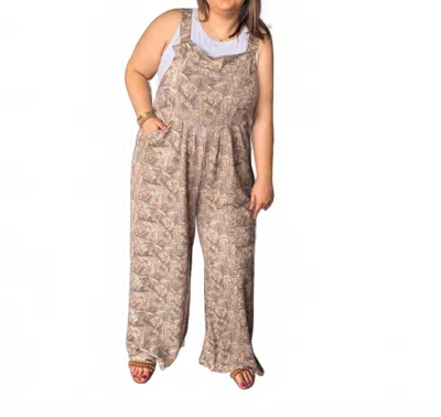 Blakeley Chelsea Pleated Overalls In Camo In Brown