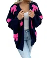 Blakeley Clara Bow Knit Cardigan In Navy