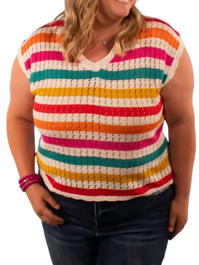 Blakeley Cora Knit Top With Lace Up Back Detail In Multicolor