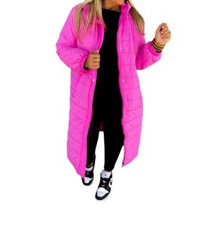 Blakeley Cozy Up Long Puffer Jacket In Pink