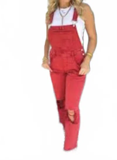 Blakeley Dahlia Crop Wideleg Overalls In Red In Pattern