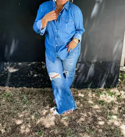 Blakeley Dakota Chambray Denim Western Top In Blue