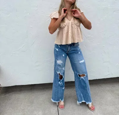 Blakeley Drew Distressed Dad Jeans In Blue