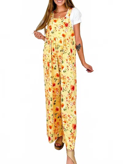 Blakeley Escape Into The Music Ribbed Overalls In Yellow