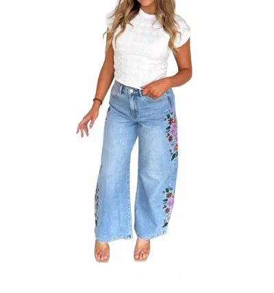 Blakeley Evie Floral Embroidered Jeans In Blue