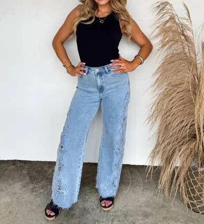 Blakeley Floral Charm Wide Leg Jeans In Blue