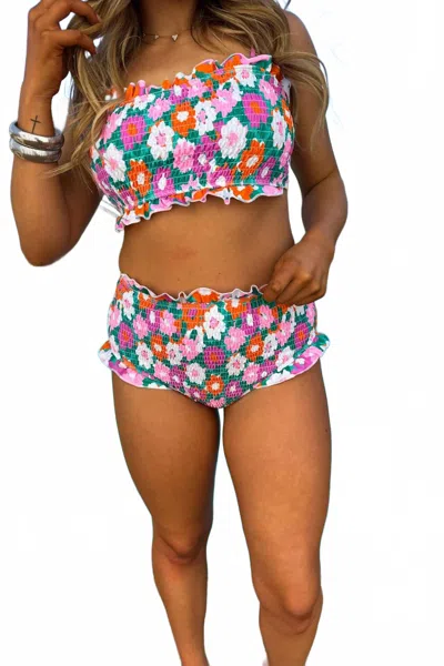Blakeley Floral Print 3 Piece Swimwear Set In Multi