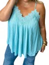 Blakeley Flowy Leni Lace Tank Top In Turquoise In Blue