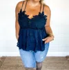 BLAKELEY GRACE LACE TANK IN NAVY