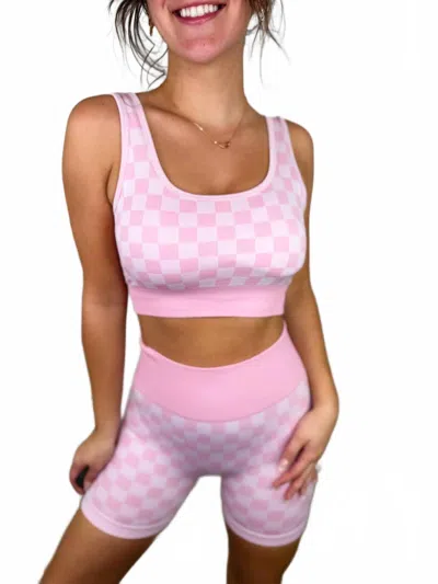 Blakeley Hey Girl High-rise Checkered Lounge Set In Pink