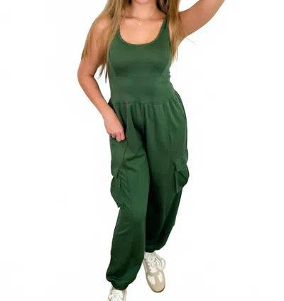 Blakeley I'm All Set Rayon Blend Jumpsuit In Olive Green