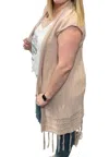 Blakeley Indie Fringe Vest In Beige In Beige