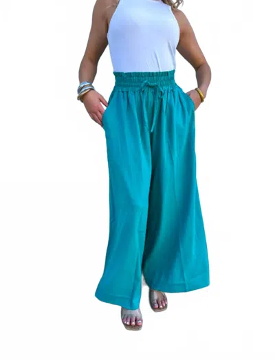 Blakeley Johanna Linen Pants In Turquiose In Blue
