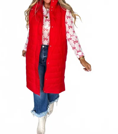 Blakeley Kendall Long Puffer Vest In Red