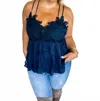 Blakeley Lace Babydoll Swing Tank Top In Navy In Blue