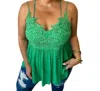 Blakeley Lace Babydoll Swing Tank Top In Neon Green In Green