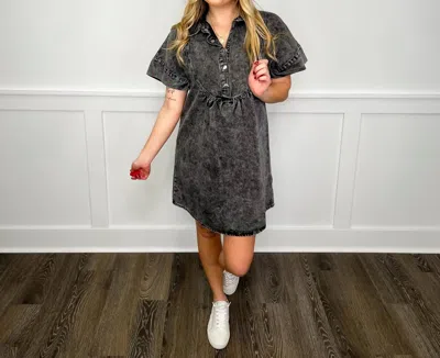 Blakeley Last Dance Denim Short Sleeve Mini Dress In Black