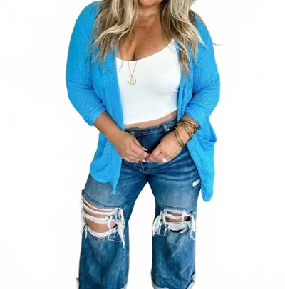 Blakeley Lola Classic One Size Cardigan In Neon Blue In White