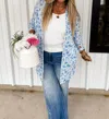 Blakeley Lola Easter One Size Cardigan In Blue Floral Bunny In Blue