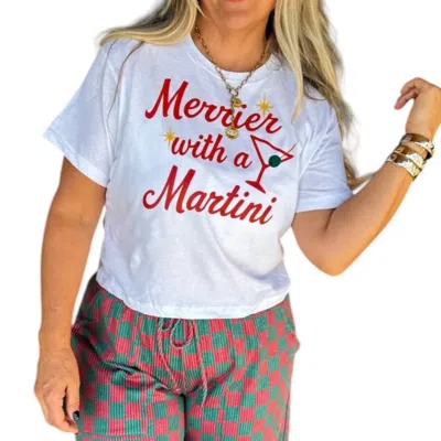 Blakeley Merrier With A Martini Graphic Tee In White/red In Animal Print