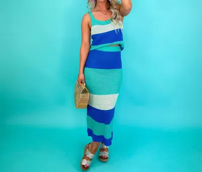 Blakeley Resort Glam Knit Cover Up Skirt Set In Blue