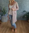 Blakeley Sierra Ribbed Lightweight Cardigan In Taupe In Pink