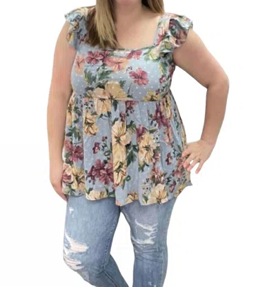 Blakeley Sloane Floral Top In Blue