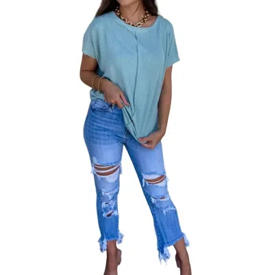 Blakeley Sophia Ribbed Top In Teal In Blue