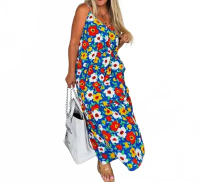 Blakeley Summer Days Nova Maxi Dress In Blue Red Flowers In Multi