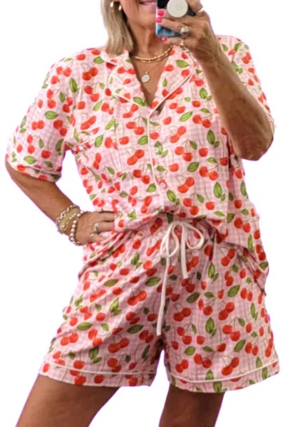 Blakeley Summer Pj Set In Cherries In Pink