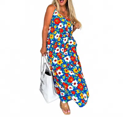 Blakeley Sunshine Bloom Maxi Dress In Blue/red Flowers In Multi