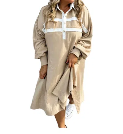 Blakeley Varsity Jersey Dress In Beige