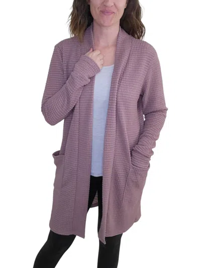 Blakeley Waffle Cardigan With Pockets In Mauve In Multi