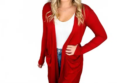 Blakeley Wanna Dance Rayon Blend Long Sleeve Cardigan In Brick Red