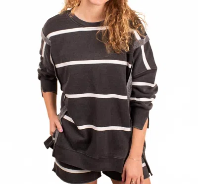 Blakeley Weekend Waves Striped Pullover In Black In Brown