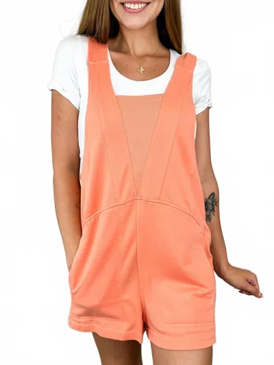 Blakeley When You Call Cotton Blend Romper In Orange