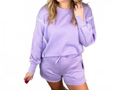Blakeley With My Click Cotton Blend Long Sleeve Weekender Top In Purple