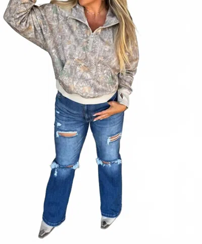 Blakeley Woods Easy Does It Pullover In Washed Camo In Brown