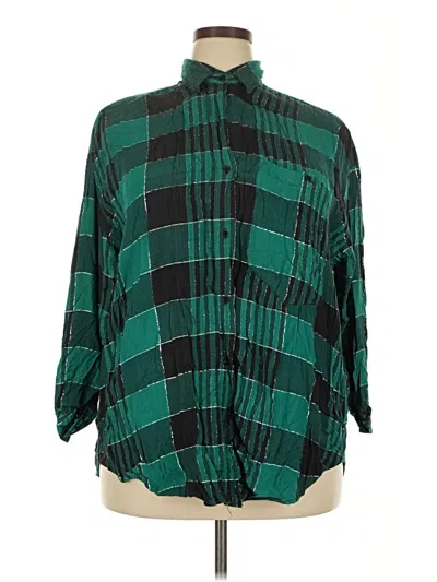 Pre-owned Blakely 3/4 Sleeve Button Down Shirt In Green