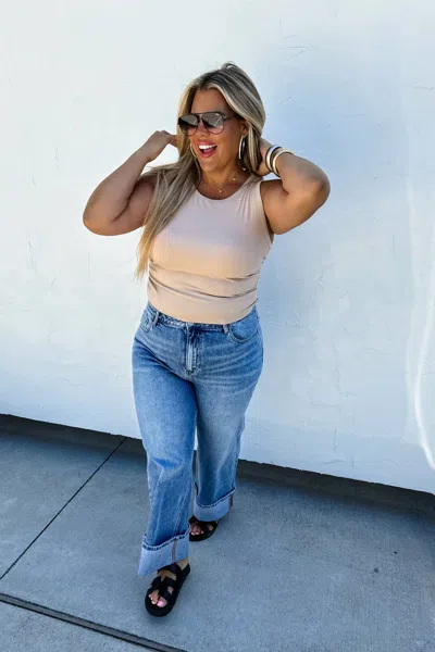 Blakely Hollis Wide Cuff Jeans In Light Wash In Blue