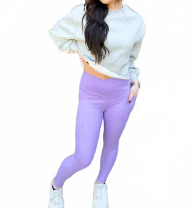 Blakely Max Sculpt Diagonal Ribbed Leggings In Wisteria In Purple