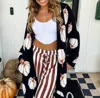 Blakely The Cozy Cloud Halloween Super Soft Fall Cardigan In Orange/black In Multi