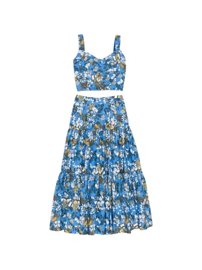 Blaklace All-over Floral Print Skirt In Blue