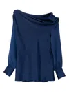 Blaklace Asymmetric-neck Top In Blue