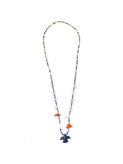 Blaklace Beaded Bird Pendant Necklace In White