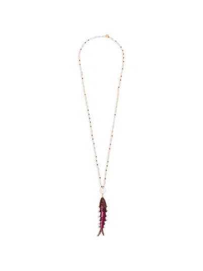 Blaklace Beaded Fish Pendant Necklace In Metallic