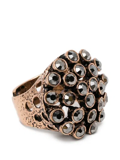 Blaklace Crystal Embellished Ring In Gold