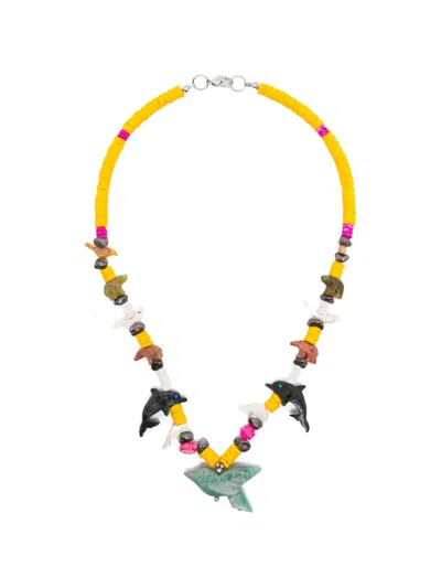 Blaklace Dolphin Beaded Necklace In Gold