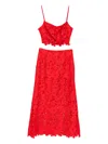 Blaklace Floral-embrodairy Skirt Set In Red